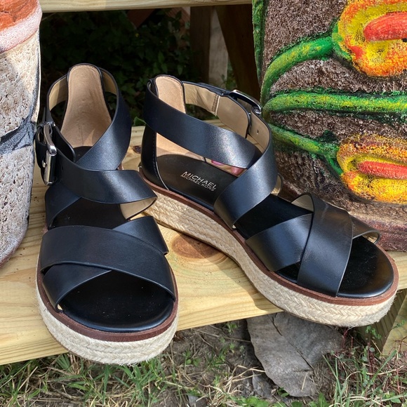 michael michael kors darby vachetta leather flatform espadrille sandals